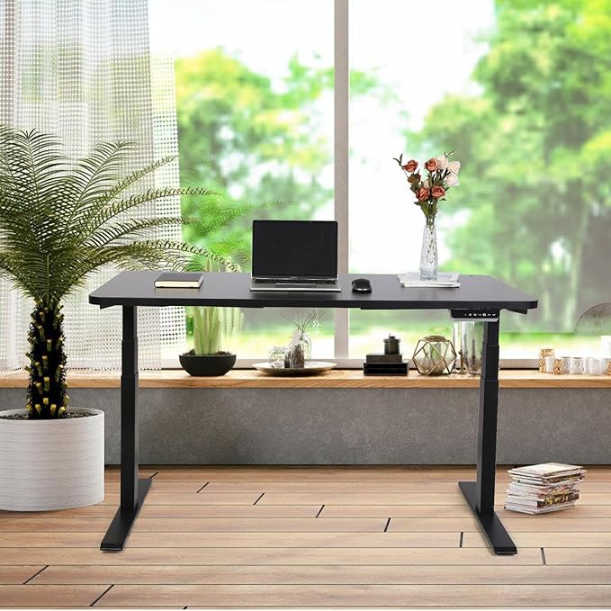 55“*27.5”Height Adjustable Electric Standing Desk with Storage Sit Stand Desk Computer Desk Home Office Desk Memory Controller by BOSCH Motor by BOSCH (Wood/Black Frame 55 * 27.5) - LeafyLoom