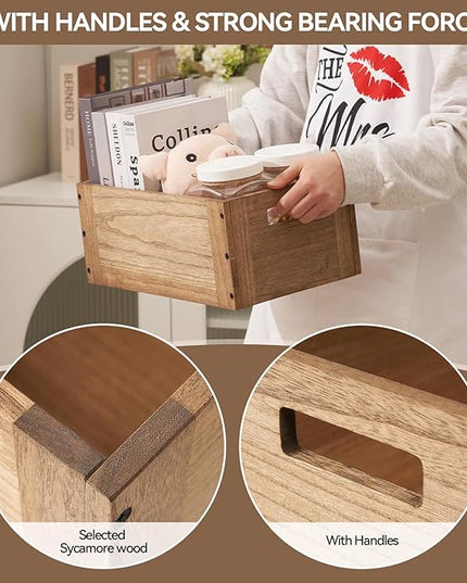 KIRIGEN Stackable Wood Storage Cube /Basket/ Bins Organizer for Home Books Clothes Toy - Modular Open Cubby Storage System - Office Bookcase Closet Shelves C15-DBR - LeafyLoom