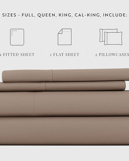 Linen Market Bed Sheets for King Size Bed (Taupe) - Sleep Better Than Ever with These Soft and Cooling King Sheets - Deep Pocket Fits 16" Thick Beds - 4 Piece King Sheet Set - LeafyLoom