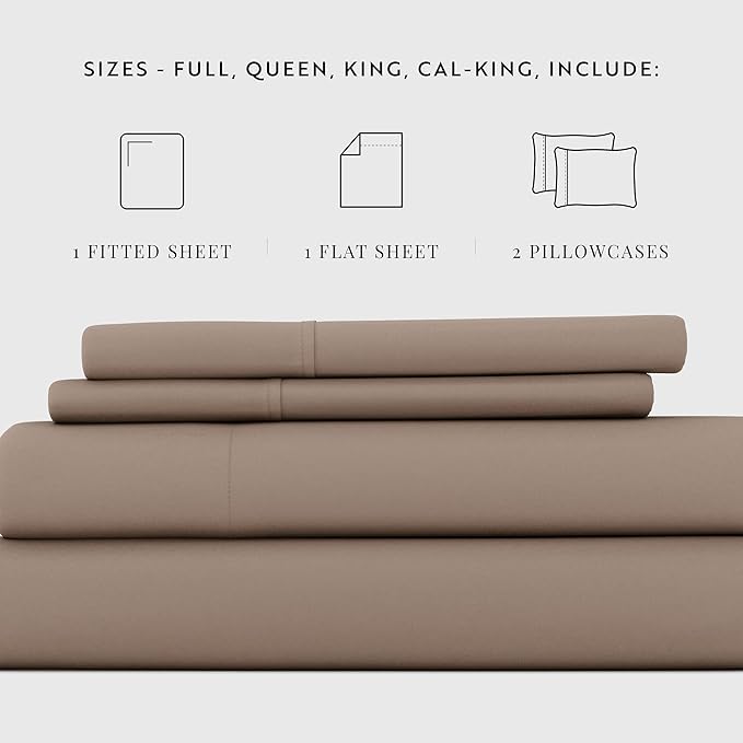 Linen Market Bed Sheets for King Size Bed (Taupe) - Sleep Better Than Ever with These Soft and Cooling King Sheets - Deep Pocket Fits 16" Thick Beds - 4 Piece King Sheet Set - LeafyLoom
