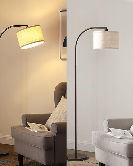 DEWENWILS Modern Arc Floor Lamp, Corner Lamp for Living Room, Minimalist Standing Tall Arched Light with Adjustable Line Lampshade, Bedroom, Home Office, Simple Design Farmhouse Style (Bronze) - LeafyLoom