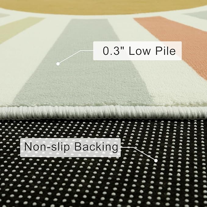 Kids Rugs for Playroom 5'x7' Rug, Boho Washable Area Rug for Kids Room, Rainbow Kids Nursery Rug Non-Slip Sunshine Carpet Soft Colorful Rug for Classroom Office Dining Room - LeafyLoom
