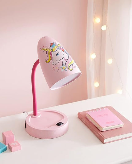 Idea Nuova Nickelodeon JoJo Siwa Switch Operated LED Task Table and Desk Lamp with Charging Outlet - LeafyLoom
