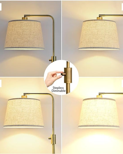 Nintiue Dimmable Floor Lamp, 1000 LM LED Edison Bulb Included, Arc Floor Lamps for Living Room Modern Standing Lamp Tall Lamps for Living Room Bedroom-Brass - LeafyLoom