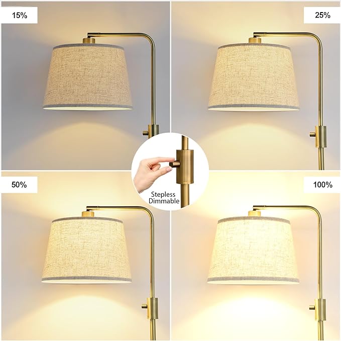 Nintiue Dimmable Floor Lamp, 1000 LM LED Edison Bulb Included, Arc Floor Lamps for Living Room Modern Standing Lamp Tall Lamps for Living Room Bedroom-Brass - LeafyLoom