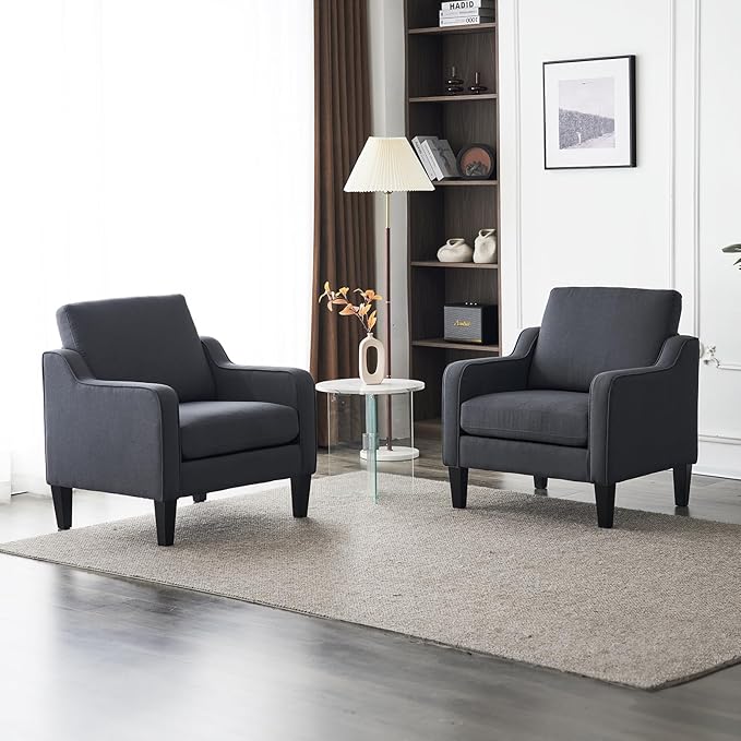 VINGLI Accent Chairs for Living Room Chairs Mid Century Modern Chair Sofa Chair Upholstered Arm Chair with Scooped Arms for Bedroom, Apartment, Office, Studio, Waiting Room, Play Room - LeafyLoom