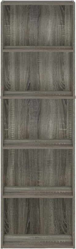 Furinno Luder Bookcase / Bookshelf / Storage Shelves, 5-Tier, French Oak - LeafyLoom
