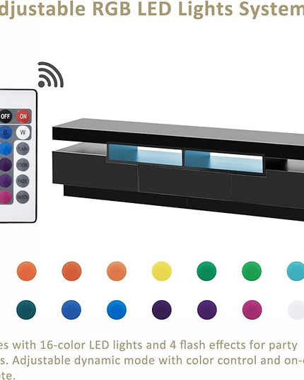 NicBex TV Stand for 75 Inch TV LED Gaming Entertainment Center Media Storage Console Table with 4 Open Shelves and 16-Color RGB LED Color Changing Light for Living Room,Bedroom,67 Inch,Black - LeafyLoom