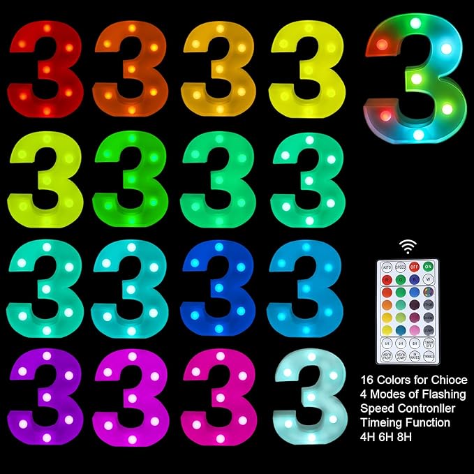 Colorful Letter LED Lights, 16 Colors Changing LED Marquee Letter Lights, Dimmable Night Lights for Wedding, Birthday, Holiday, Party, Bar, Christmas Decoration, Decor-Multicolor 3 - LeafyLoom