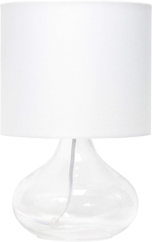 Simple Designs LT2063-CLW Glass Raindrop Bedside Table Lamp with White Fabric Shade, Clear (Pack of 4) - LeafyLoom