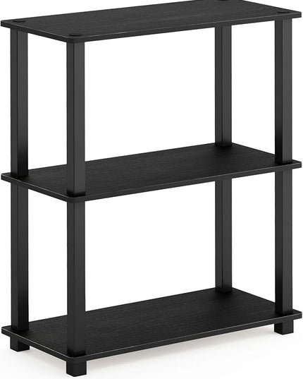 Furinno Turn-S-Tube 3-Tier Compact Multipurpose Shelf Display Rack with Square Tube, Americano/Black - LeafyLoom