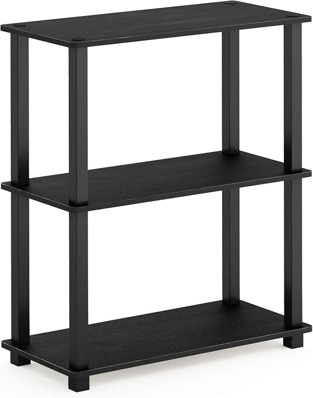 Furinno Turn-S-Tube 3-Tier Compact Multipurpose Shelf Display Rack with Square Tube, Americano/Black - LeafyLoom