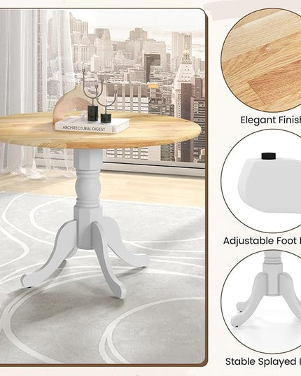 Round Dining Table, Natural - LeafyLoom