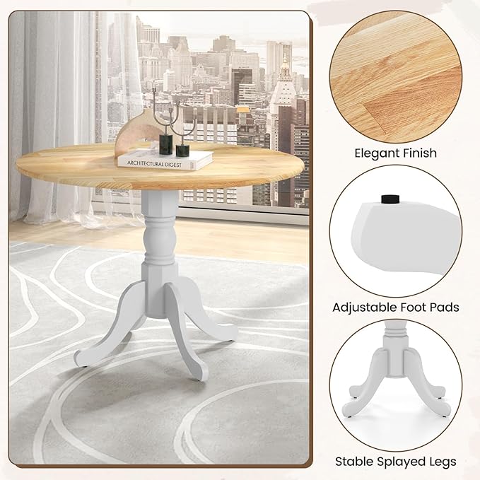 Round Dining Table, Natural - LeafyLoom