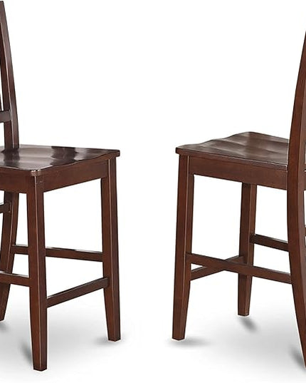 East West Furniture BUCK5-MAH-W Buckland 5 Piece Counter Height Set Includes a Rectangle Dining Room Table and 4 Wood Seat Chairs, 30x48 Inch - LeafyLoom