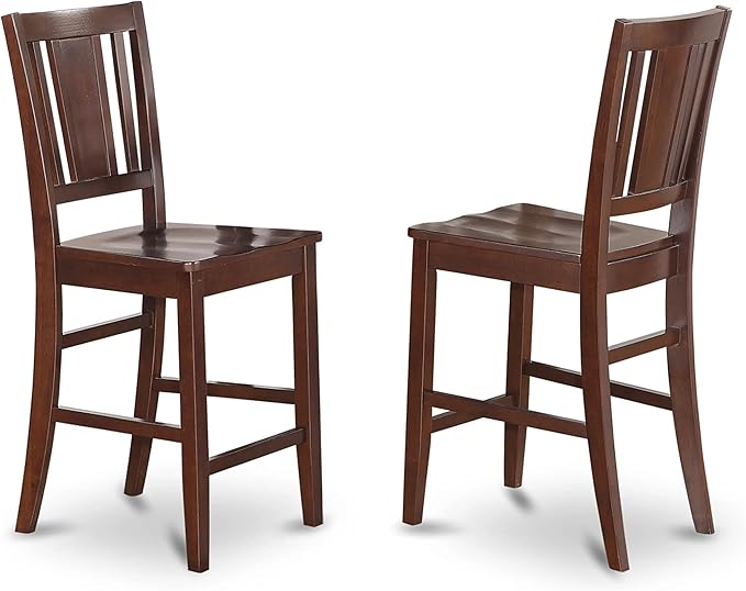 East West Furniture BUCK5-MAH-W Buckland 5 Piece Counter Height Set Includes a Rectangle Dining Room Table and 4 Wood Seat Chairs, 30x48 Inch - LeafyLoom