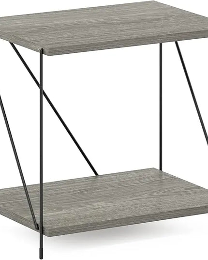 Furinno Besi Industrial Multipurpose Side Table with Metal Frame, Finn Oak - LeafyLoom