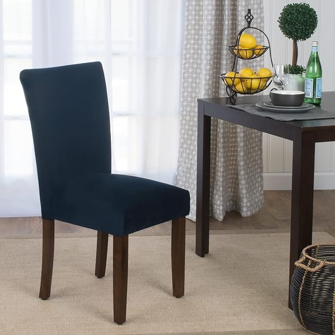HomePop Parsons Classic Dining Room Tables and Chairs, Pack of 2, Dark Navy - LeafyLoom