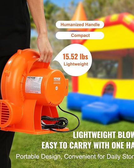 VEVOR Air Blower, 2-Speed Inflatable Blower, 1HP and 1.2HP, Portable and Powerful Bounce House Blower, Commercial Bouncy Castle Electric Blower, Used for Inflatable Bouncy Castle and Jump Slides - LeafyLoom