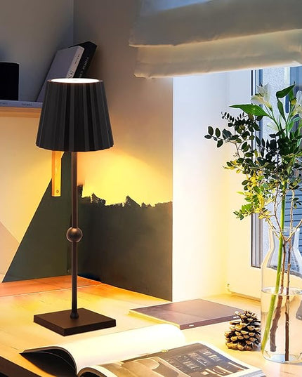 GGOYING Set of 2 Cordless Table Lamp, Dimmable Rechargeable Night Light with 5200mAh Battery 3 Color Temperature,Portable LED Lamp for Couple Dinner Pation - LeafyLoom