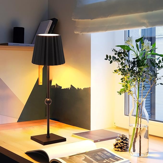 GGOYING Set of 2 Cordless Table Lamp, Dimmable Rechargeable Night Light with 5200mAh Battery 3 Color Temperature,Portable LED Lamp for Couple Dinner Pation - LeafyLoom