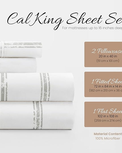 Linen Market 4 Piece California King Bedding Sheet Set (Light Gray) - Sleep Better Than Ever with These Ultra-Soft Cooling Bed Sheets for Your California King Size Bed - Deep Pocket Fits 16" Mattress - LeafyLoom