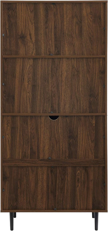 Walker Edison Secretary Hutch Wood Desk with Keyboard Drawer Bookshelf Storage Home Office Storage Cabinet, 64 Inch, Dark Walnut - LeafyLoom