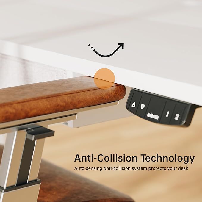 Standing Desk with 2 Drawers, Adjustable Height Electric Desk with Storage, 48 x 24 Inches Sit Stand Up Computer Table for Work Office Home, White - LeafyLoom