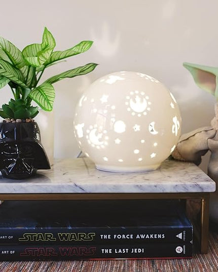 Star Wars: The Mandalorian Grogu Ceramic Mood Light | Nightstand Table Lamp with LED Light for Bedroom, Desk, Living Room | Home Decor Room Essential | Movie Gifts And Collectibles | 6 Inches Tall - LeafyLoom