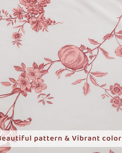QSH Floral Queen Size Sheet Sets - 100% Egyptian Cotton Sheets Elegant Red Roses Flower Pattern Printed Bedding Sheets Queen Size Bed Extra Soft and Breathable 4pcs Deep Pockets Bed Sheets - LeafyLoom
