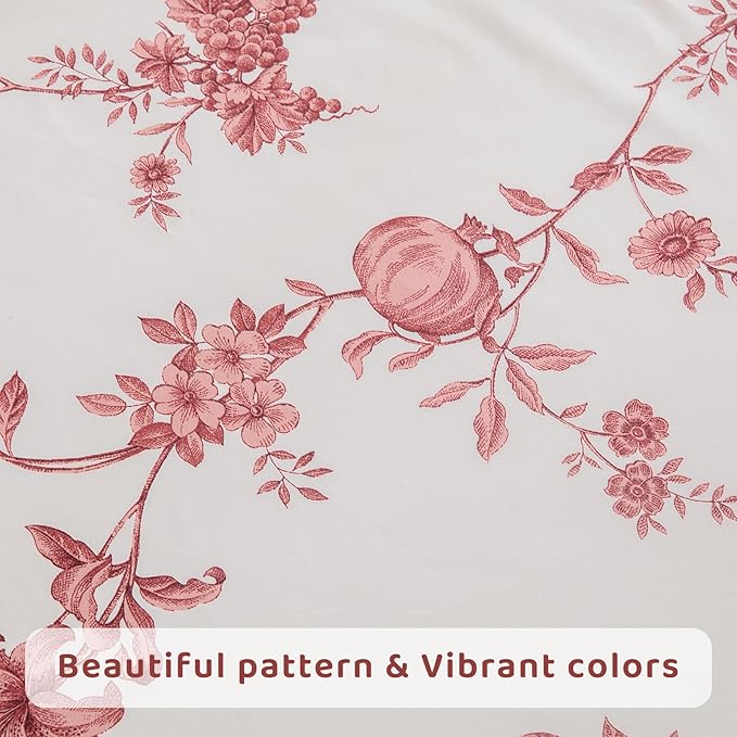 QSH Floral Queen Size Sheet Sets - 100% Egyptian Cotton Sheets Elegant Red Roses Flower Pattern Printed Bedding Sheets Queen Size Bed Extra Soft and Breathable 4pcs Deep Pockets Bed Sheets - LeafyLoom