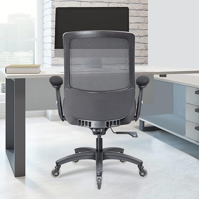 BOLISS Big and Tall 400lbs Mesh Computer Ergonomic Chair,Office Chair, Desk Chair,Height Adjustable Armrest,Lumbar Support,Swivel Computer Task Chair-Black - LeafyLoom