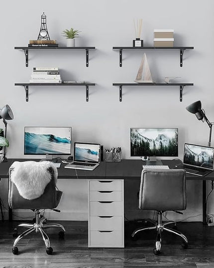 Kaboon Universal Tabletop 45"x20", Solid One-Piece Melamine Table Top, Double Desk L-Desk Floating Desk DIY, Home and Office,Cloud Atlas/Black Marble - LeafyLoom