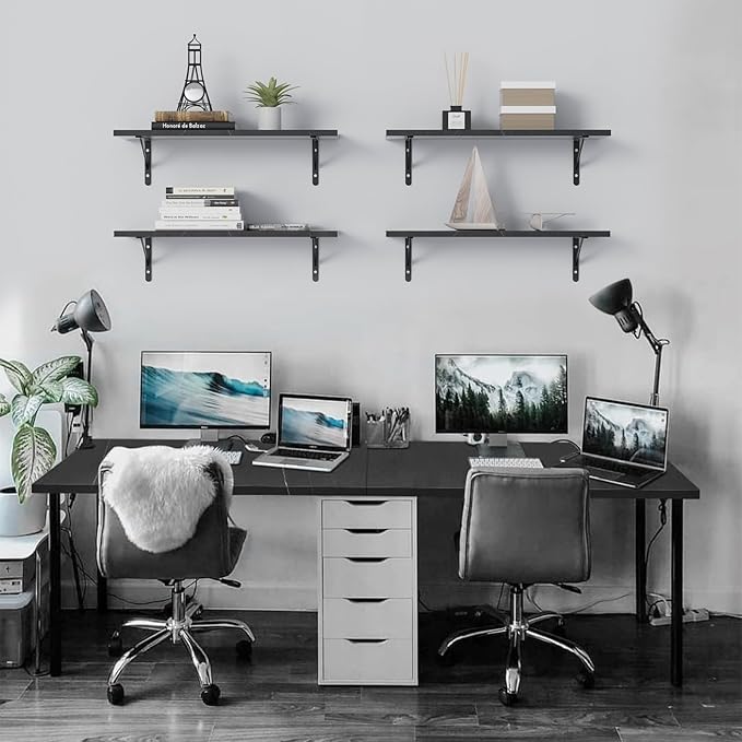 Kaboon Universal Tabletop 45"x20", Solid One-Piece Melamine Table Top, Double Desk L-Desk Floating Desk DIY, Home and Office,Cloud Atlas/Black Marble - LeafyLoom