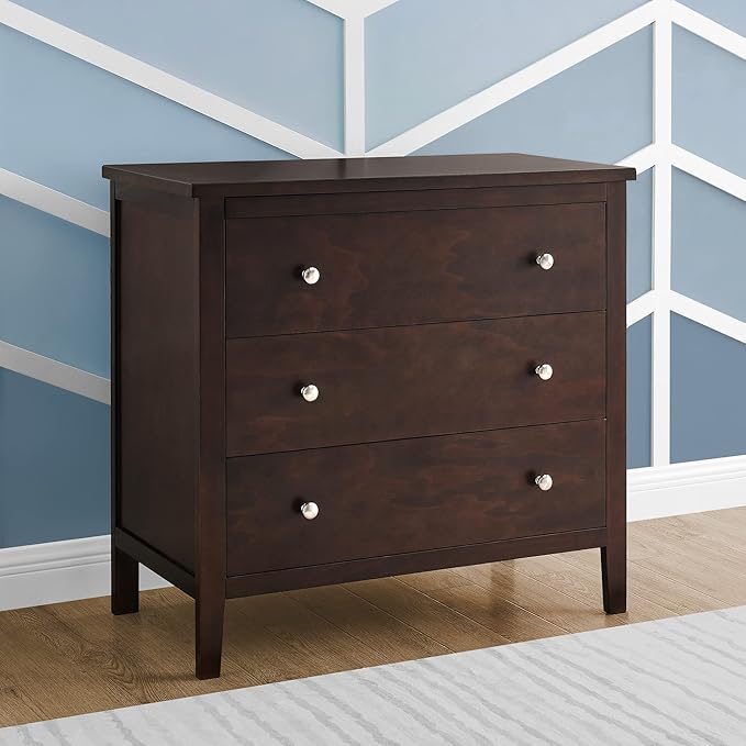 Delta Children Campbell 3 Drawer Dresser, Walnut Espresso - LeafyLoom
