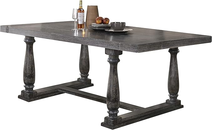 NicBex Dining Table Contemporary Kitchen Table Farmhouse Rustic Square Dining Table, Weathered Gray Oak Rectangular Dining Table, Easy Assembly, Oak - LeafyLoom