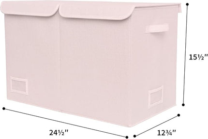 GRANNY SAYS Toy Chest with Lids, Foldable Toy Storage Organizer with Handles, Stuffed Animal Storage for Nursery Room Playroom, Girl's Room, Living Room, Large Toy Box for Girls, Pink - LeafyLoom