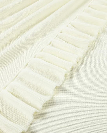 Lush Decor Reyna Soft Knitted Ruffle Throw Blanket, 88" W x 88" L, Light Gray - Ruffled Bedding - Knit Blanket - Cozy Oversized Blanket For Bed or Couch - Vintage, Minimalist & Cottage Home Decor - LeafyLoom