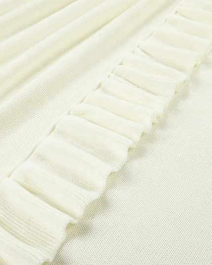 Lush Decor Reyna Soft Knitted Ruffle Throw Blanket, 88" W x 88" L, White - Classic Ruffled Bedding - Knit Blanket - Cozy Oversized Blanket For Bed or Couch - Vintage, Minimalist & Cottage Home Decor - LeafyLoom