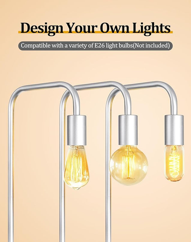 QiMH Industrial Floor Lamp for Living Room, Farmhouse Metal Standing Lamp, Modern Tall Lamp for Bedroom Office Minimalist Floor Lamps Home Decor(E26 Socket, Foot Switch) (Silver) - LeafyLoom