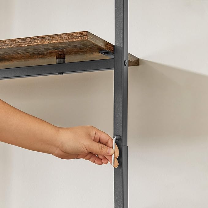 VASAGLE Industrial Ladder Shelf, 6-Tier Bookshelf, Wall Shelf for Living Room, Office, Kitchen, Bedroom, 23.6 x 11.8 x 80.6 Inches, Rustic Brown and Black ULLS103B01 - LeafyLoom