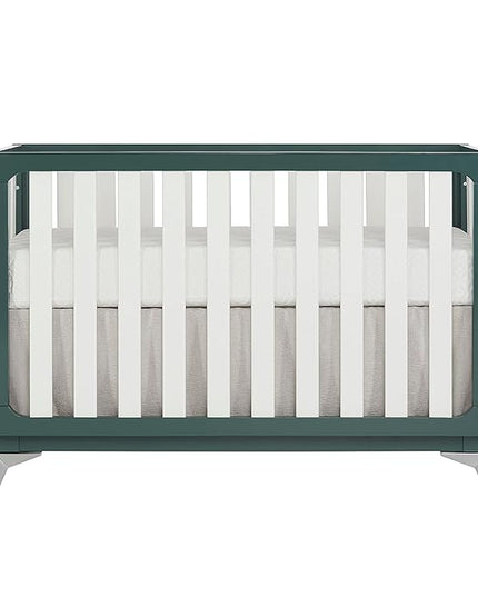 Sweetpea Baby Ultra Modern 4-in-1 Convertible Crib in Green in Olive, Greenguard Gold Certified , 58.5x30x47 Inch (Pack of 1) - LeafyLoom