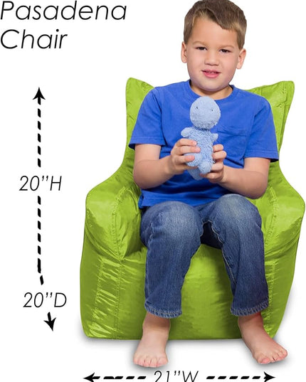 Posh Creations Structured Comfy Bean Bag Chair for Gaming, Reading, and Watching TV, Pasadena, Soft Nylon-Lime, Pasadena Chair - LeafyLoom