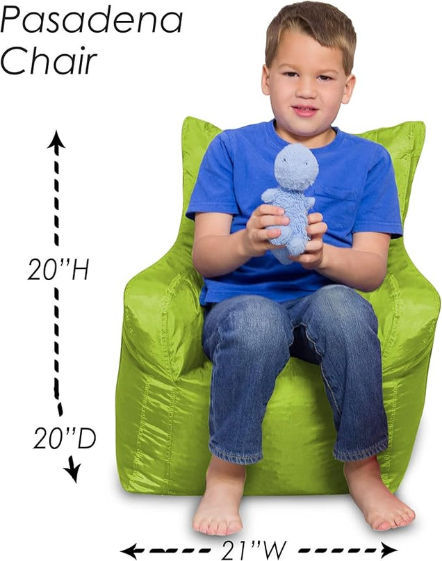 Posh Creations Structured Comfy Bean Bag Chair for Gaming, Reading, and Watching TV, Pasadena, Soft Nylon-Lime, Pasadena Chair - LeafyLoom