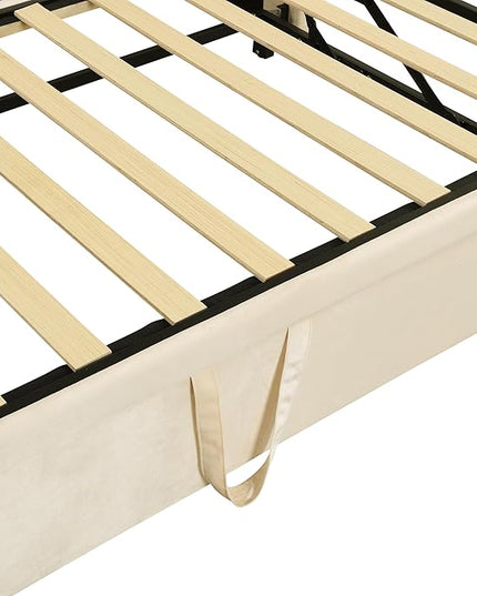 Bellemave Twin Size Upholstered Daybed with Pop up Trundle,Velvet Twin Daybed Frame,Twin to King Daybed,Day bed with Trundle Bed Twin,Tufted Sofa Bed Daybed,Bedroom,Living Room,Guest Room(Beige) - LeafyLoom