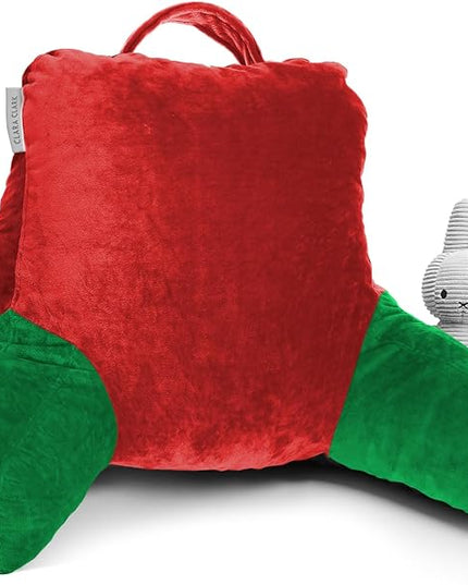 Clara Clark Reading Pillow with Portable Lap Desk Set for Kids, Back Pillow for Sitting Up in Bed, Memory Foam Back Support Pillow, Bed Rest Pillow with Foldable Laptop Desk, Small - Holiday Color - LeafyLoom