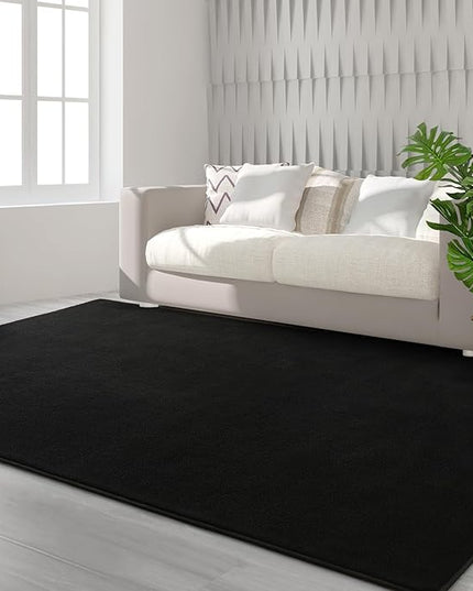 Area Rugs for Bedroom Living Room, 5x8 Black Super Soft Comfy Thickened Memory-Foam Indoor Carpets, Modern Aesthetic Minimalist Carpet for Boys Girls Adults Apartment Nursery Home Décor - LeafyLoom
