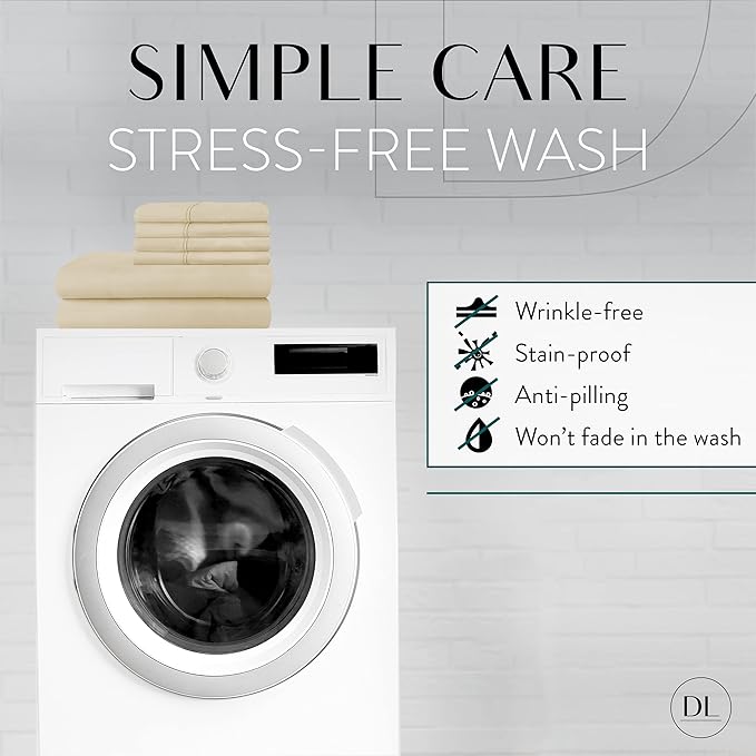 Danjor Linens Full Size Sheets Set - 6 Piece Set Including 4 Pillowcases- Deep Pockets - Breathable, Soft Bed Sheets - Wrinkle Free - Machine Washable - Taupe Bed Sheets - 6 pc - LeafyLoom