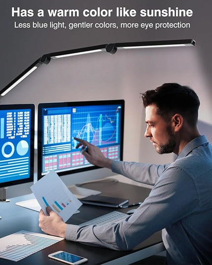 LED Desk Lamp with Clip, Multi-Angle Flexible 4-Segment 3-Light Source Office Desk Lamp, Clip-on Eye-Care 4 Color Temperature Modes&5 Brightness, Table Lamp for Home Office Studio Study Nail - LeafyLoom