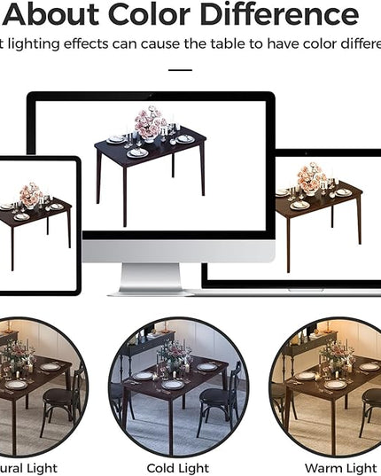 KKL Malaysian Oak Dining Table, 47" Kitchen Table for 2, Mid Century Modern Wood Dining Table, Easy Assembly, Coffee - LeafyLoom